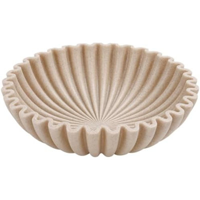 Large Decorative Bowl, Modern Handicraft Bowls for Home Decor, Fruit Bowl for Kitchen Counter, Ruffle Decor, Stylish Key Bowl for Entry Table, Artificial Stone