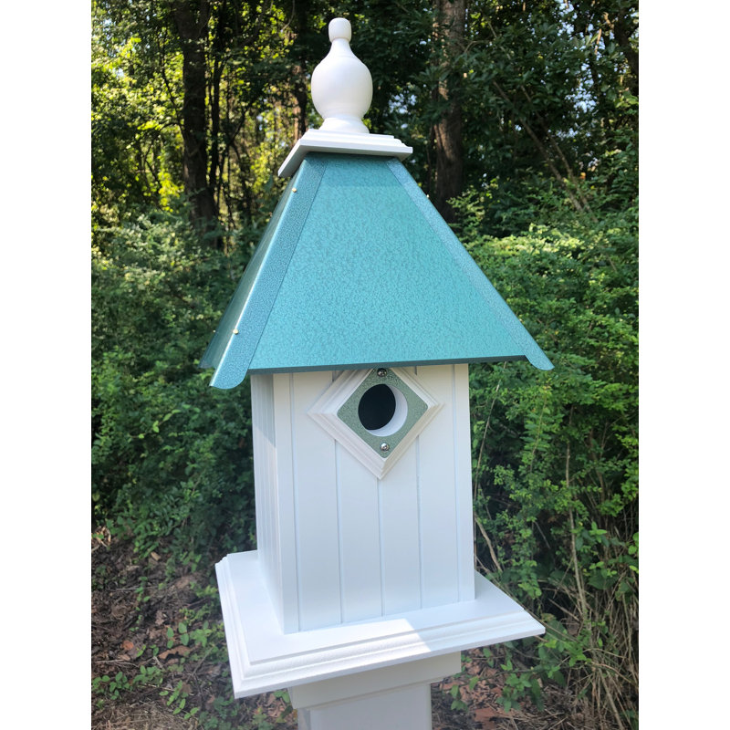 Fort Calhoun 22'' H x 13.25'' W x 13.25'' D Post Rust Resistant Birdhouse, Verde Green