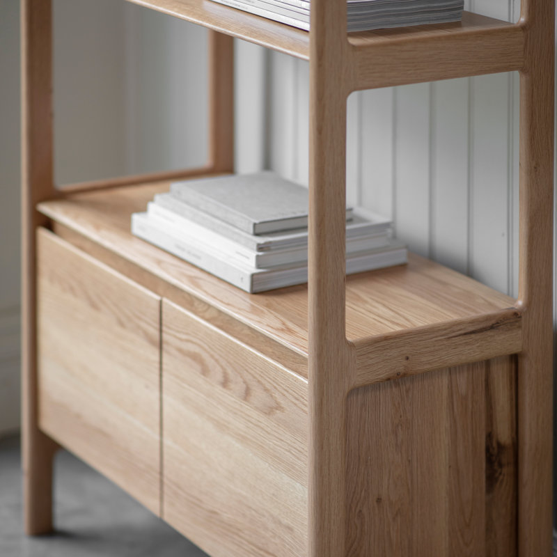 Joe 172.5cm H x 80cm W Solid Wood Etagere Bookcase, Oak