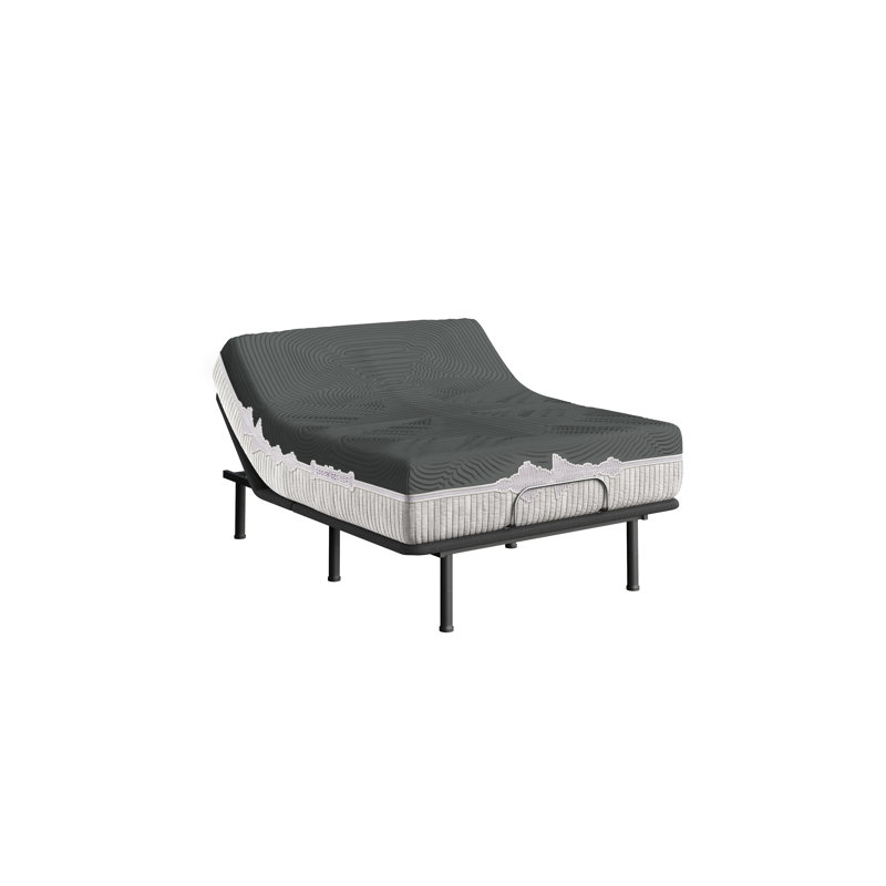 GoodVibeSleep Soothe 13'' Soft-Medium Charcoal Infused Hybrid Mattress and Adjustable Base, Queen