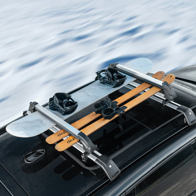 Ski And Snowboard Roof Rack, 31.7-Inch Universal Ski Rack For Car Roof Fit Most Crossbars, Carry Up To 6 Pairs Of Skis Or 4 Snowboards, Aluminum Snowboard Ski Rack With Lock And Rubber Padding