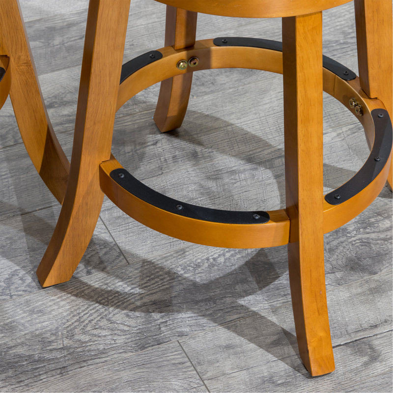 Tabouret pivotant à lattes de 30 po de hauteur de bar, finition naturelle, siège en tissu gris anthracite