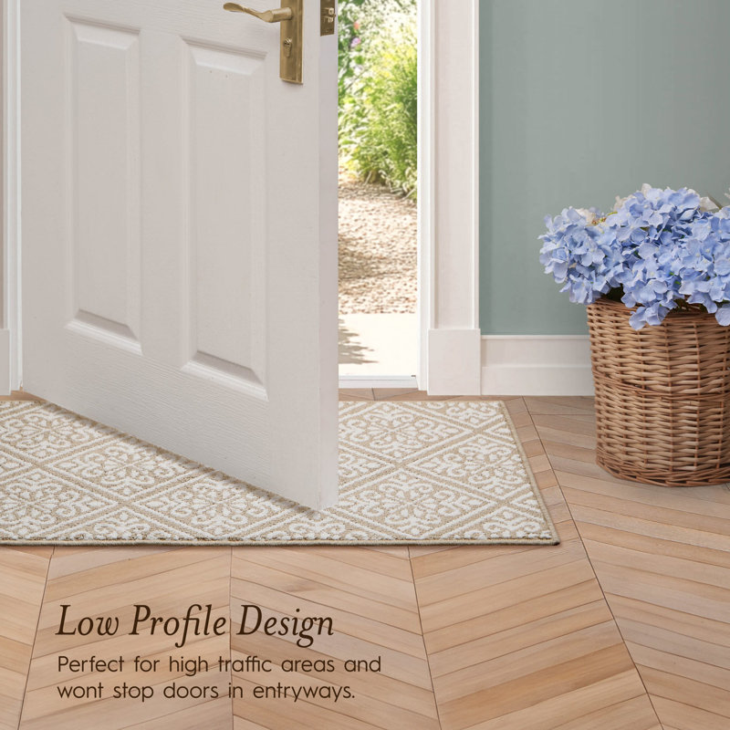 Austell Machine Woven Synthetic Geometric Area Rug, Runner 2'2" x 6', Beige/Natural