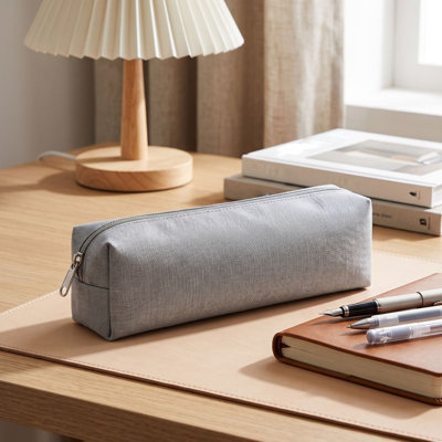 Trousse à crayons en tissu uni, pochette de rangement pour fournitures scolaires, idéale pour les élèves du primaire et du secondaire.