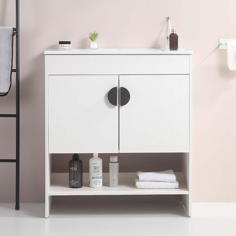 29.9'' Single Bathroom Vanity with Ceramic Top, White