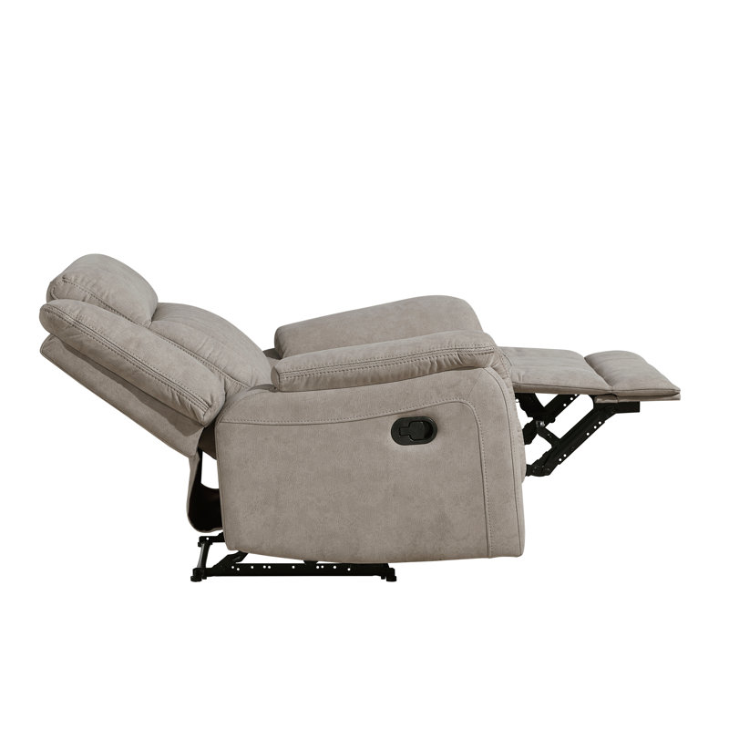 Ensemble de canapés contemporain 3 pièces pour salon, canapé inclinable, causeuse, fauteuil, revêtement en microfibre couleur tourterelle, mobilier confortable en bois massif