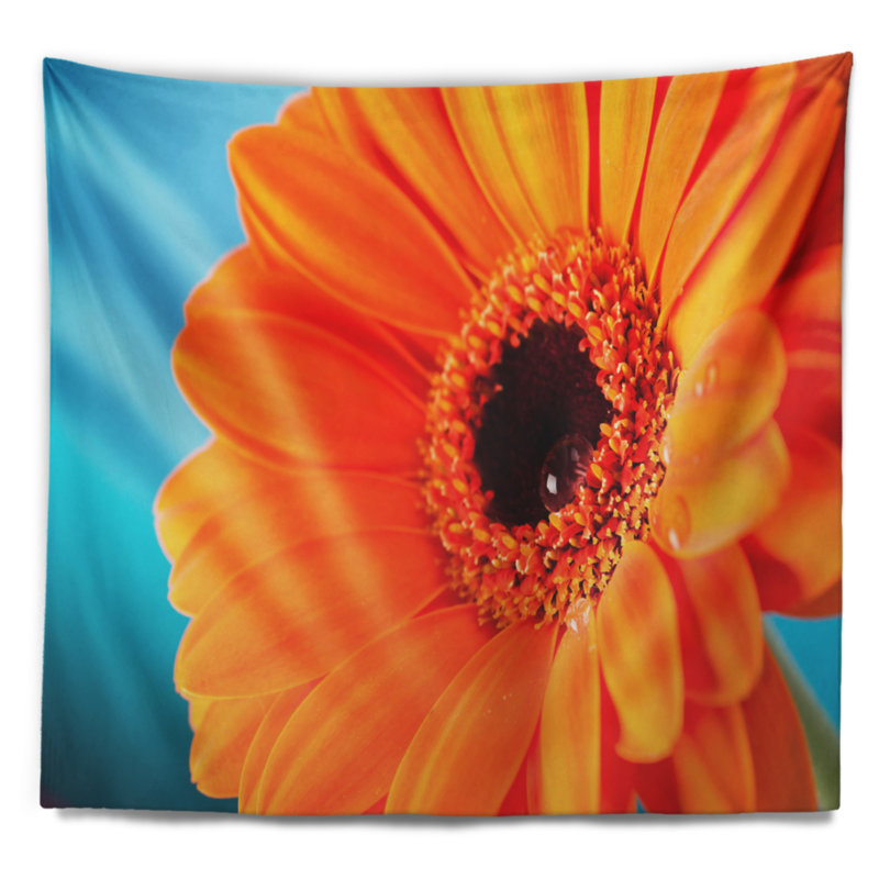 Tapisserie de gerbera à fleurs en cascade orange, H 50 po x l 60 po