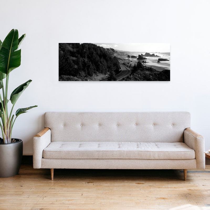 Highway Along A Coast Highway 101 Pacific Coastline Oregon USA by Dan Merkel - Wrapped Canvas Panoramic Print