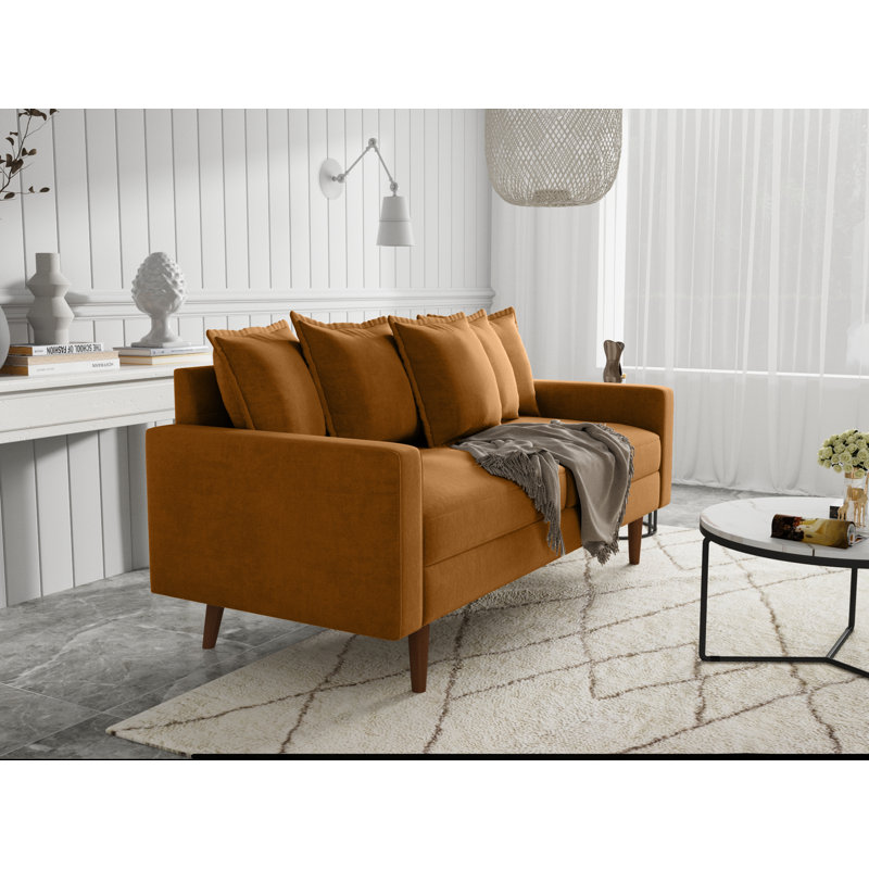Stelly 70'' Velevt Square Arm Sofa, Ginger 100% Polyester