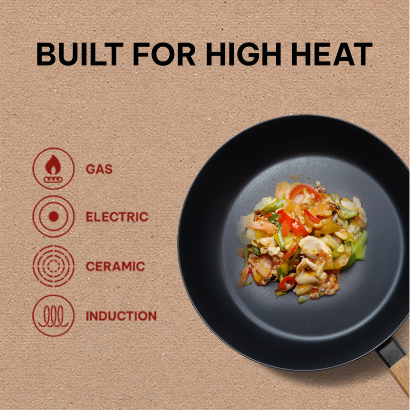 Alva Forest 8" Nonstick Carbon Steel Frying Pan with Acacia Handle