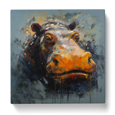 Hippo Expressionism - Wrapped Canvas