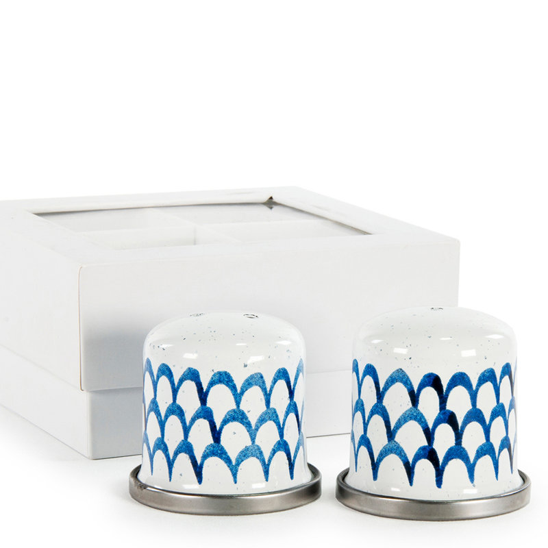 Golden Rabbit Enamelware Fish Camp Salt and Pepper Shaker Set