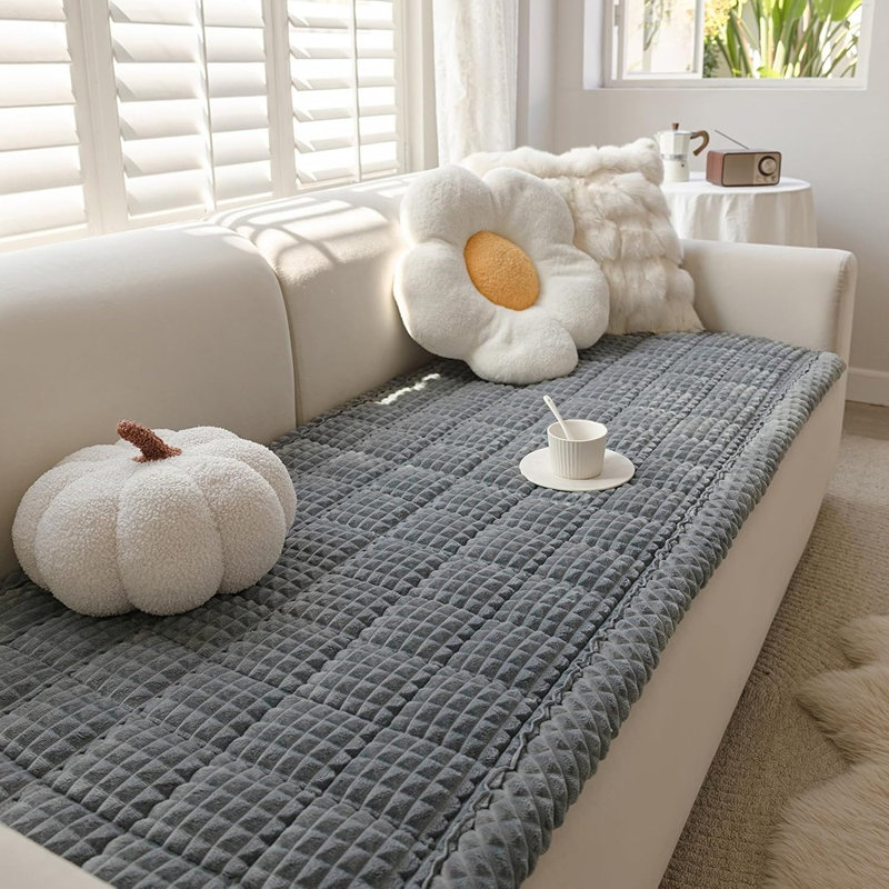 Housse de siège pour canapé pour animal de compagnie - gris - tissu flou, envers antidérapant, lavable, convient aux animaux de compagnie, convient à un canapé à 3 coussins, 27,6 po x 59,1 po