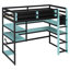 Lit mezzanine simple en bois avec bureau intégré et système de rangement multiple-396552930