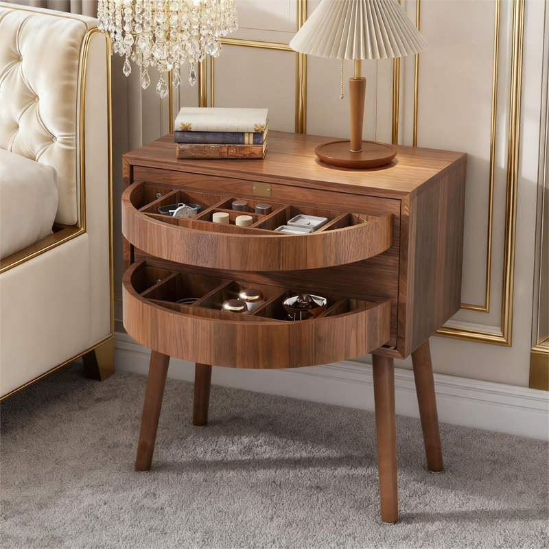 Rotating Hidden Compartment Nightstands, Walnut