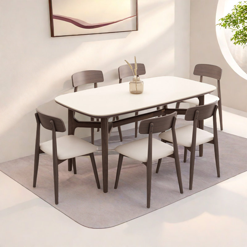 Family warm dining table and chair, 7 Piece