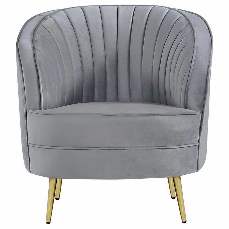 Chaise capitonnée grise et dorée