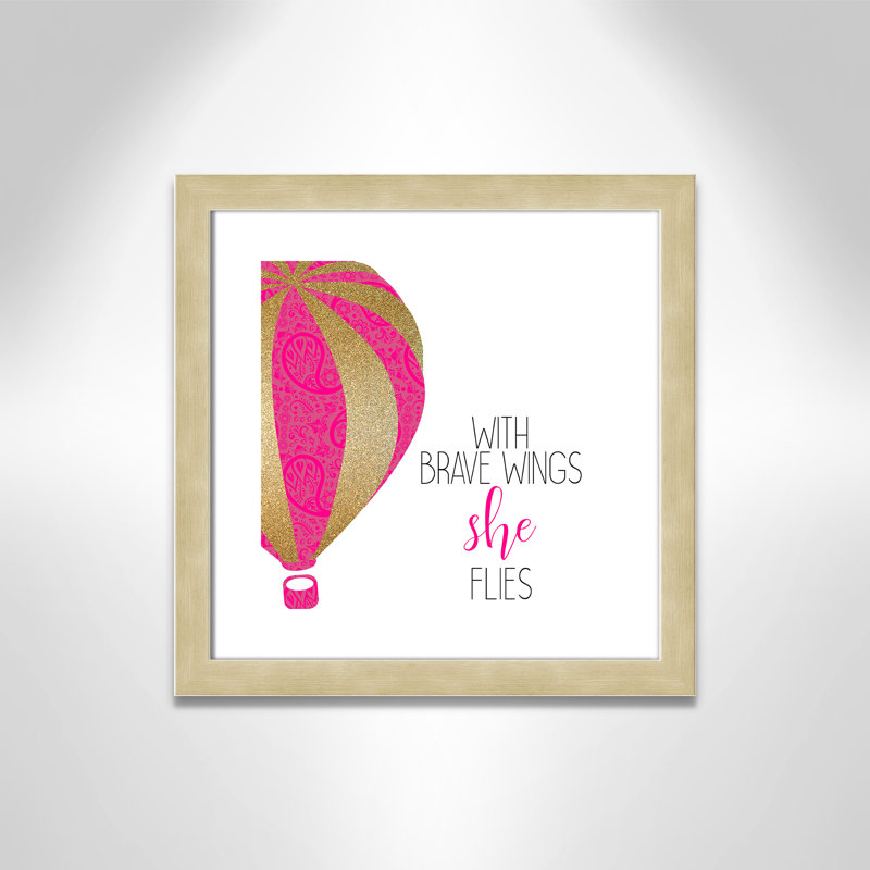 avec des ailes courageuses, impression sur papier, H 18 po x l 18 po x P 0,63 po, Encadré plat champagne