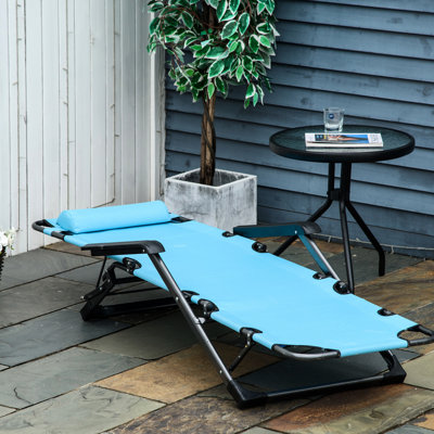 Méridienne de camping pliante bleue - 21 bains de soleil avec poche et coussin réglable, chaise longue de bronzage, bleu. Pour plage, patio, pelouse, piscine, 51,5 po x 25,5 po x 35,5 po
