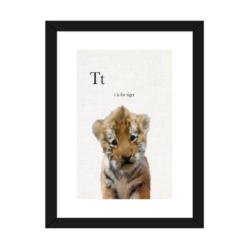 Décoration murale en lin pour bébé tigre, H 24 po x l 16 po x P 1 po, Papier encadré noir