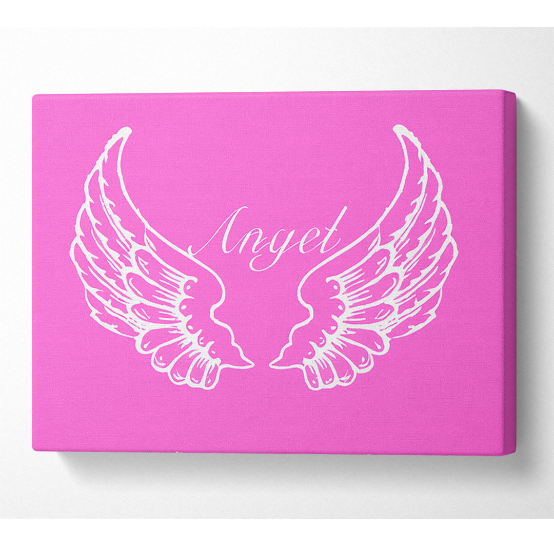 Kinderzimmer Zitat Angel Wings Vivid Pink - Druck