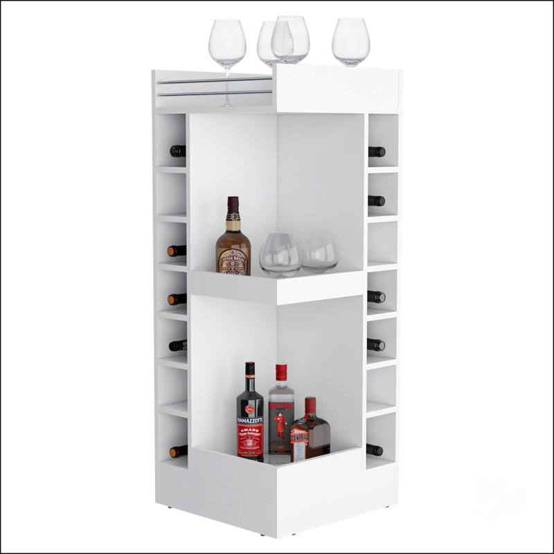 White Corner Bar Cabinet, White