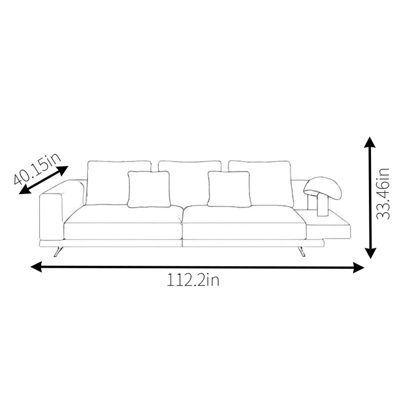 Canapé droit en lin et coton, H 33,46 po x l 112,2 po x P 40,15 po, 3