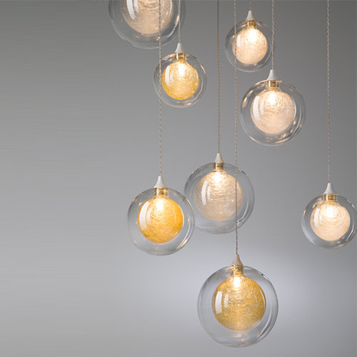 37 - Light Pendant, Clear/Gold