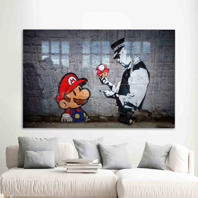 Super Mario Themed Tempered Glass Wall Art Ideal For Enhancing The Aesthetic Of Your Gaming Room