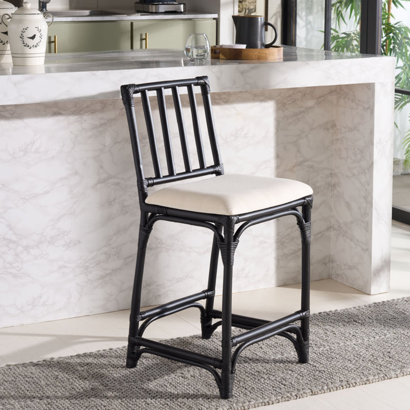 Tabouret de bar avec coussin Mylinda, Noir