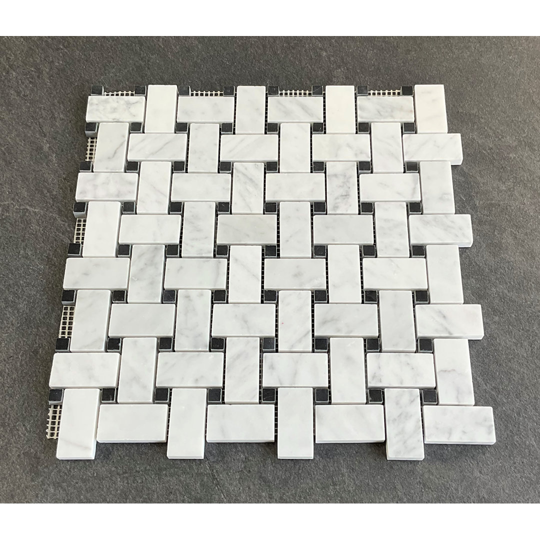 1" x 2" Marble Basketweave Mosaic Wall & Floor Tile ES Stone 