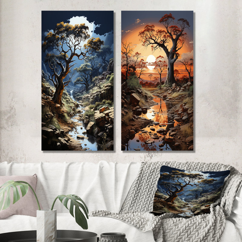 «Baobab Tree», ensemble de 2 reproductions d'art en métal, H 32 po x l 32 po