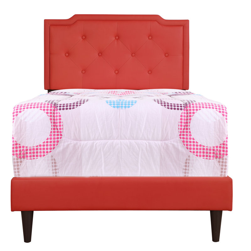 Upholstered Panel Bed, Twin, Red