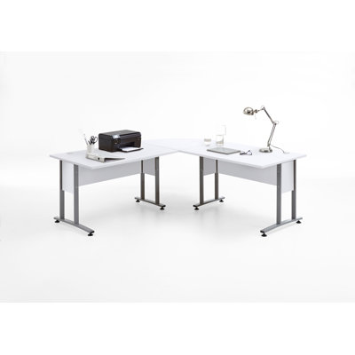 Woolery L-Shaped Metal Base Writing Desk