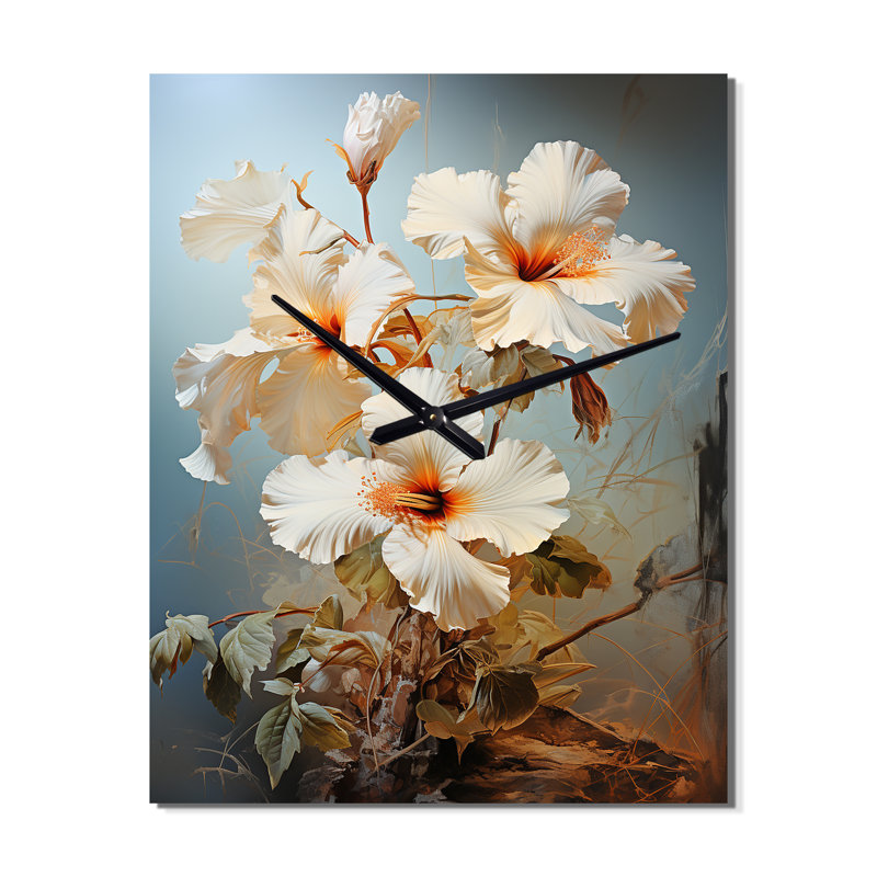 Horloge murale rétro Edin - Hibiscus, Moyen