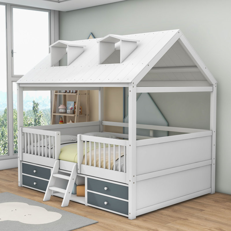 Lit pour enfant avec tiroirs Elderen, Simple, Blanc