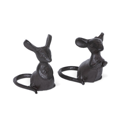 2 Piece Cast Iron Mice Pair Figurine