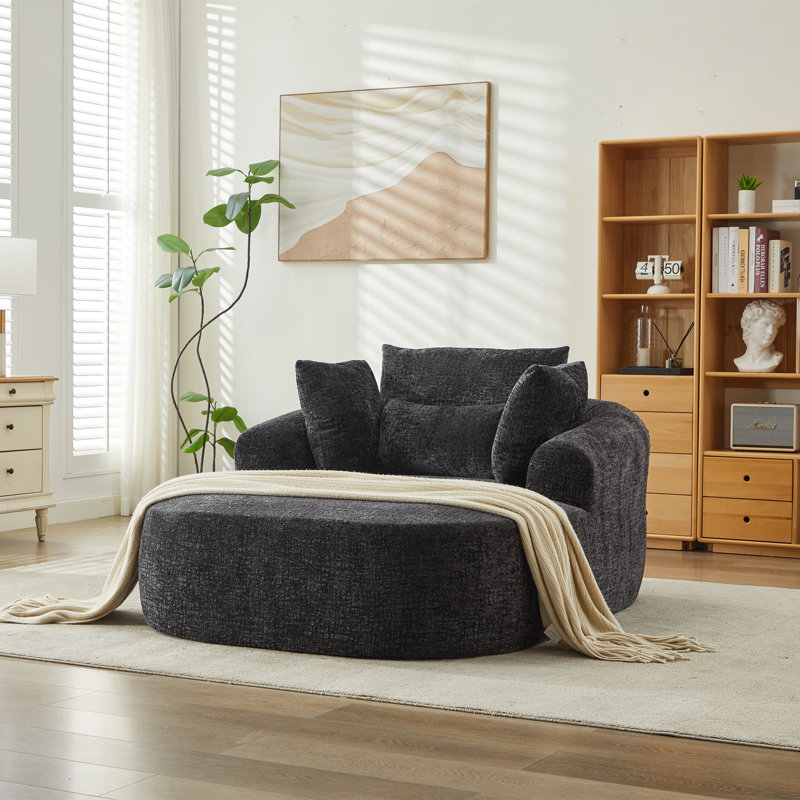Upholstered Chaise Lounge, Black