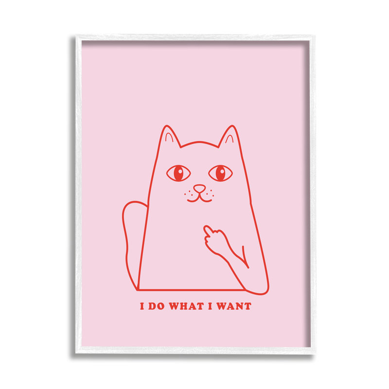 «Do What I Want Cat» par House of Lulu, Giclée encadrée blanc bord de mer, H 30 po x l 24 po x P 1,5 po