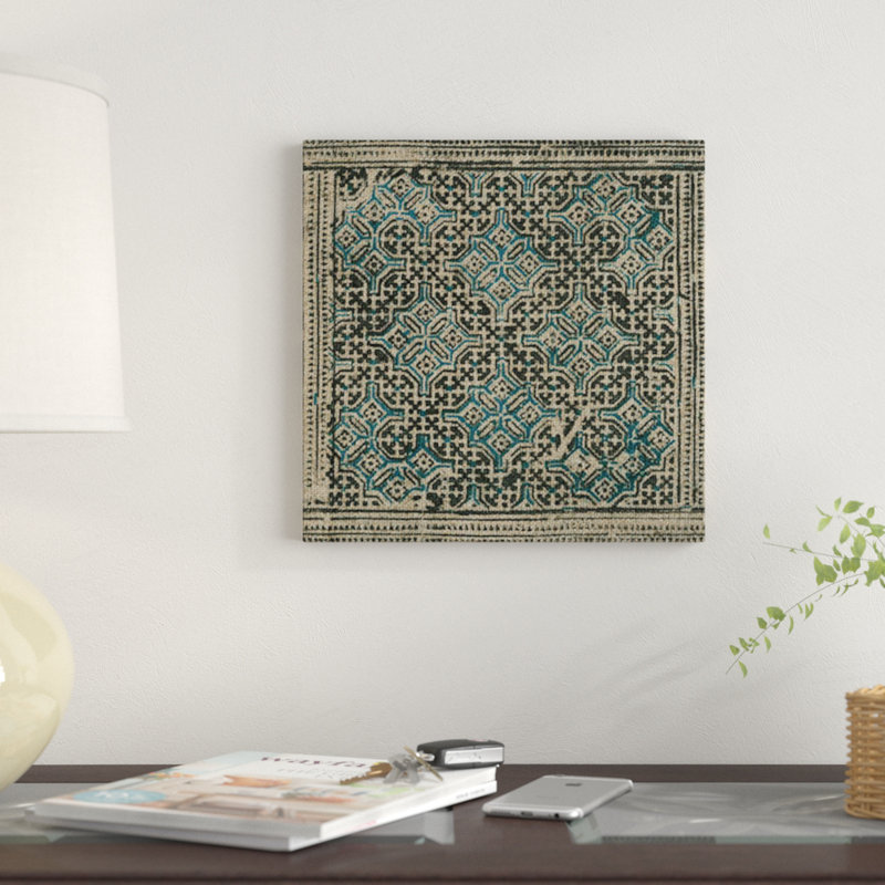 « block print textile iii », impression sur toile, H 12 po x l 12 po x P 0,75 po, Toile tendue