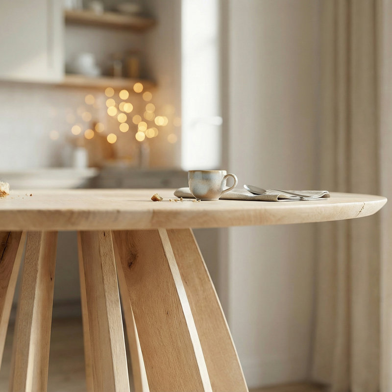 Round Dining Table, Beige
