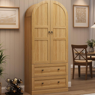 Almirah 72" Tall Arched Kitchen Pantry Storage Cabinet, Modern Farmhouse Storage Cabinets with 2 Doors & 4-Tier Thickened Shelves, Large Wood Arched P