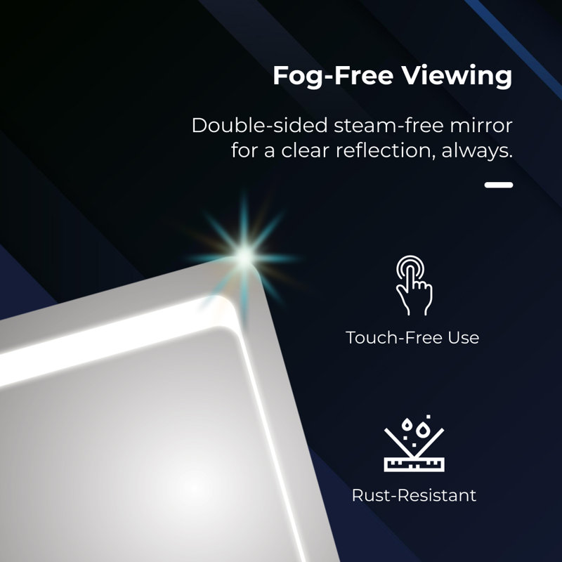 iBathUK Nova Wall Mounted LED Illuminated Bathroom Mirror with Touchless Sensor and Demister Pad and White Lights, 900 x 650mm
