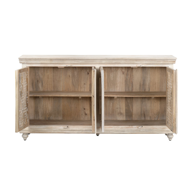 Crédence média 72 portes en bois massif brun clair blanchi 72 po