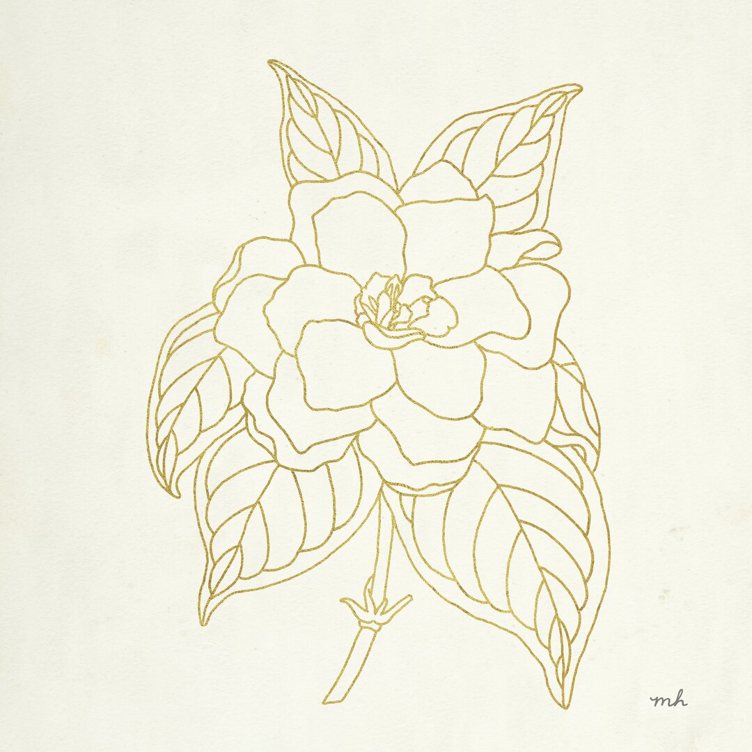 Leinwandbild Gold Gardenia Line Drawing Crop von Moira Chocolate