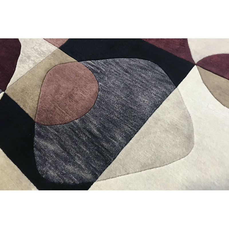 Hand-Knotted High-Quality Black, Gray, and Brown Area Rug