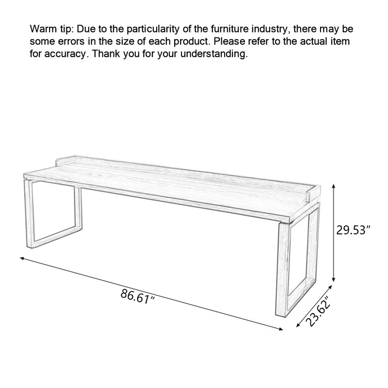Rectangular Solid Wood Writing Desk, 29.53" H x 86.61" W x 23.62" D