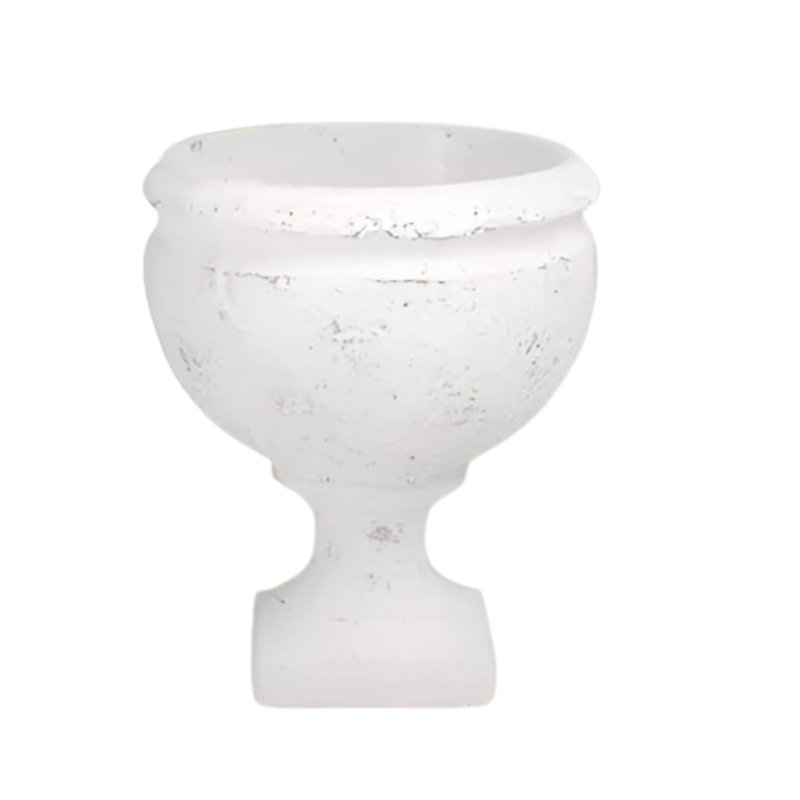 Cement Large Urn Washed Finish White, 8.25" H x 7" W x 7" D