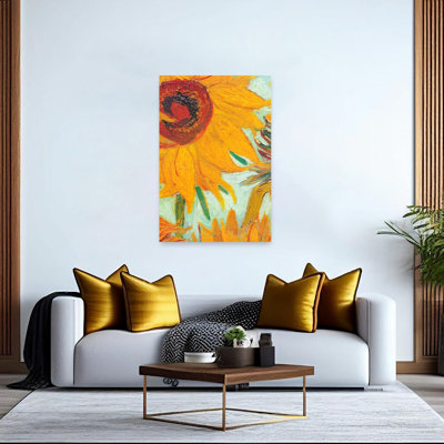 Twelve Sunflowers Classic Traditional Abstract Sunflower Summer Flower Wall Art Print 1 Piece Wrapped Canvas Wall Art