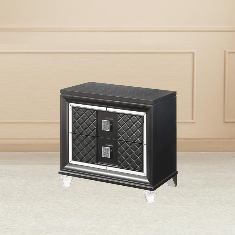 Metallic 2-Drawer Nightstand